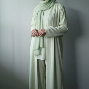 Lime Green Co-Ord Set with Abaya